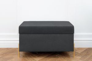 Dancan Borgo Polsterbank Mit Stauraum / Sitztruhe Mit Goldenen Beinen / Fussbank / 80 Cm / Grau