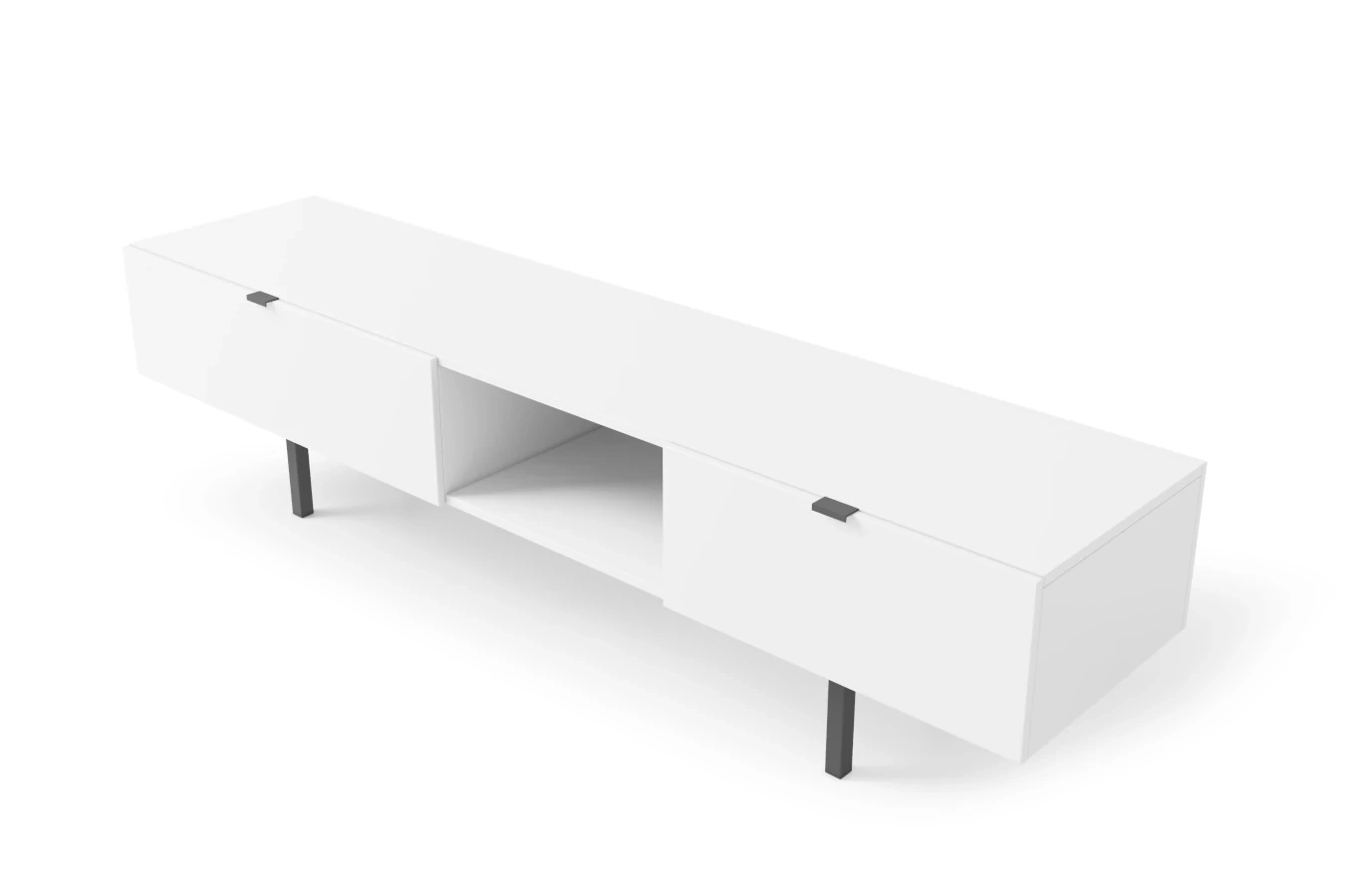 Skandica Myway Moderne TV-Schrank mit Schublade / Minimalistische TV-Schrank auf Metallbeinen / 180 Cm / Weiß