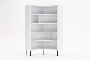 Skandica Horn Eckregal / Bücherregal / Hoches Regal In Bogenform / Mit Schwarzen Beinen / 10 Fächern / 100 Cm / Weiß