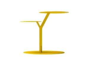 Eleganter Metall-Beistelltisch Kayani Iroko / Gelb
