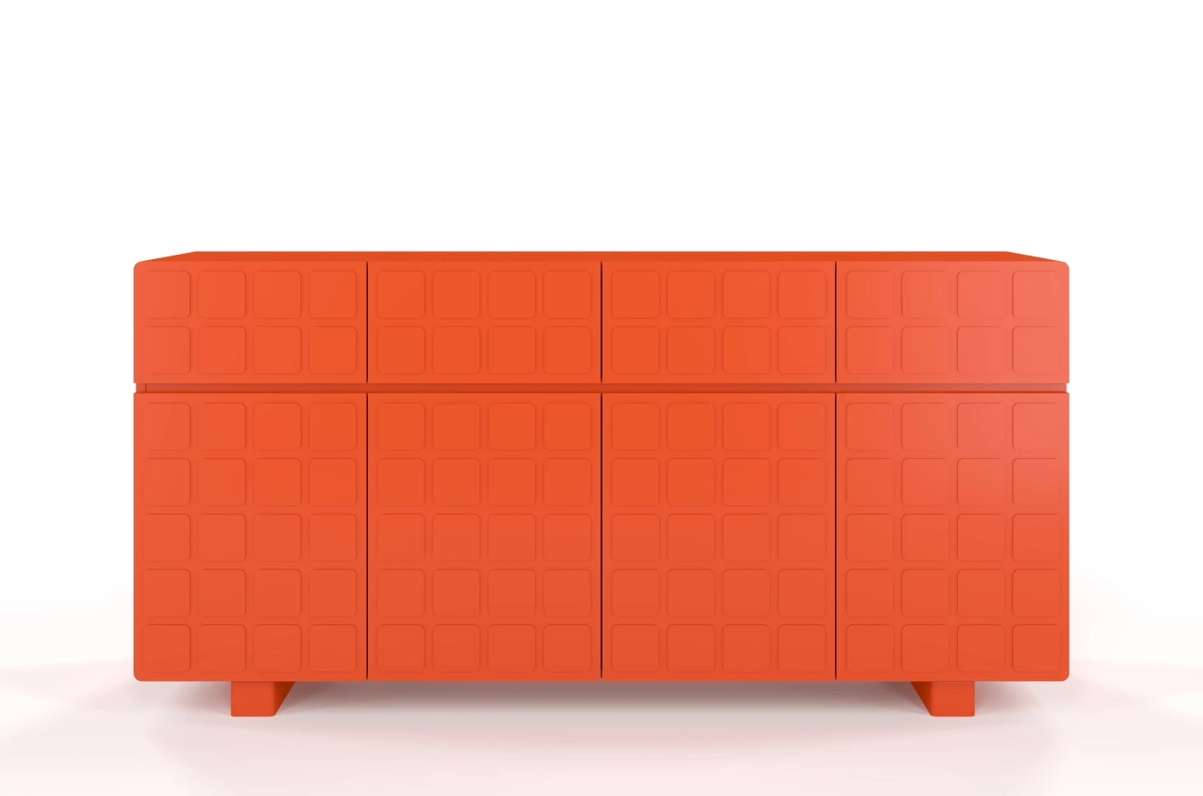 Skandica Cubo Long Kommode 3D mit dekorierter Front / 4 Schubladen / 4 Türen / 169 Cm / Orange