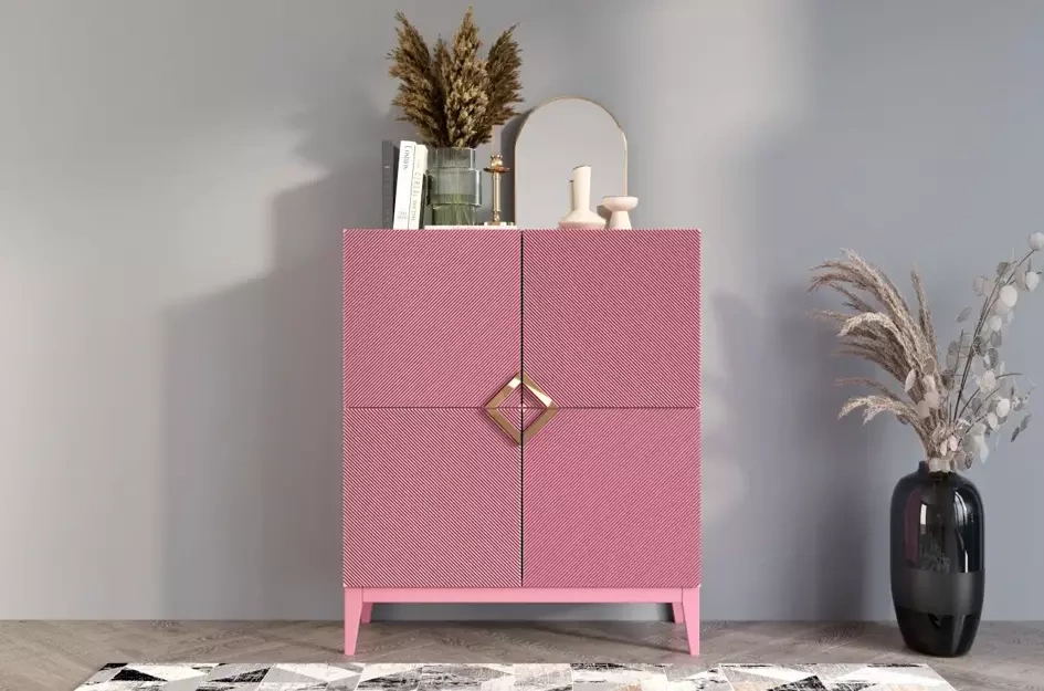 Holzkommode Visby Demi High / 100 Cm / Puderrosa