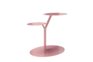 Eleganter Metall-Beistelltisch Kayani Iroko / Puderrosa