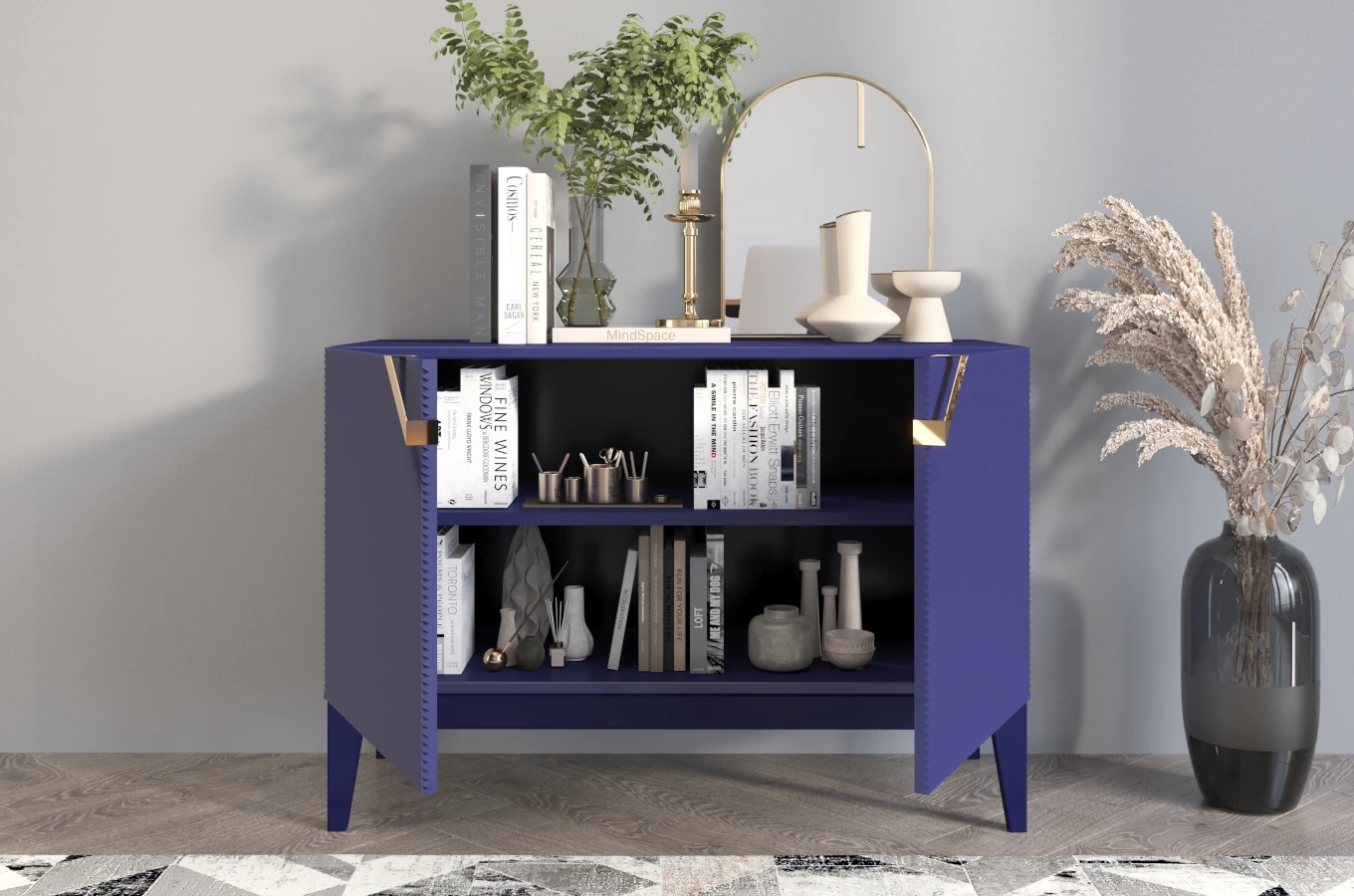 Holzkommode Visby Demi Long 2D / 100,5 Cm / Marineblau