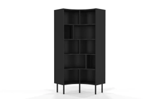 Skandica Horn Eckregal / Bücherregal / Hoches Regal In Bogenform / Mit Schwarzen Beinen / 10 Fächern / 80 Cm / Schwarz