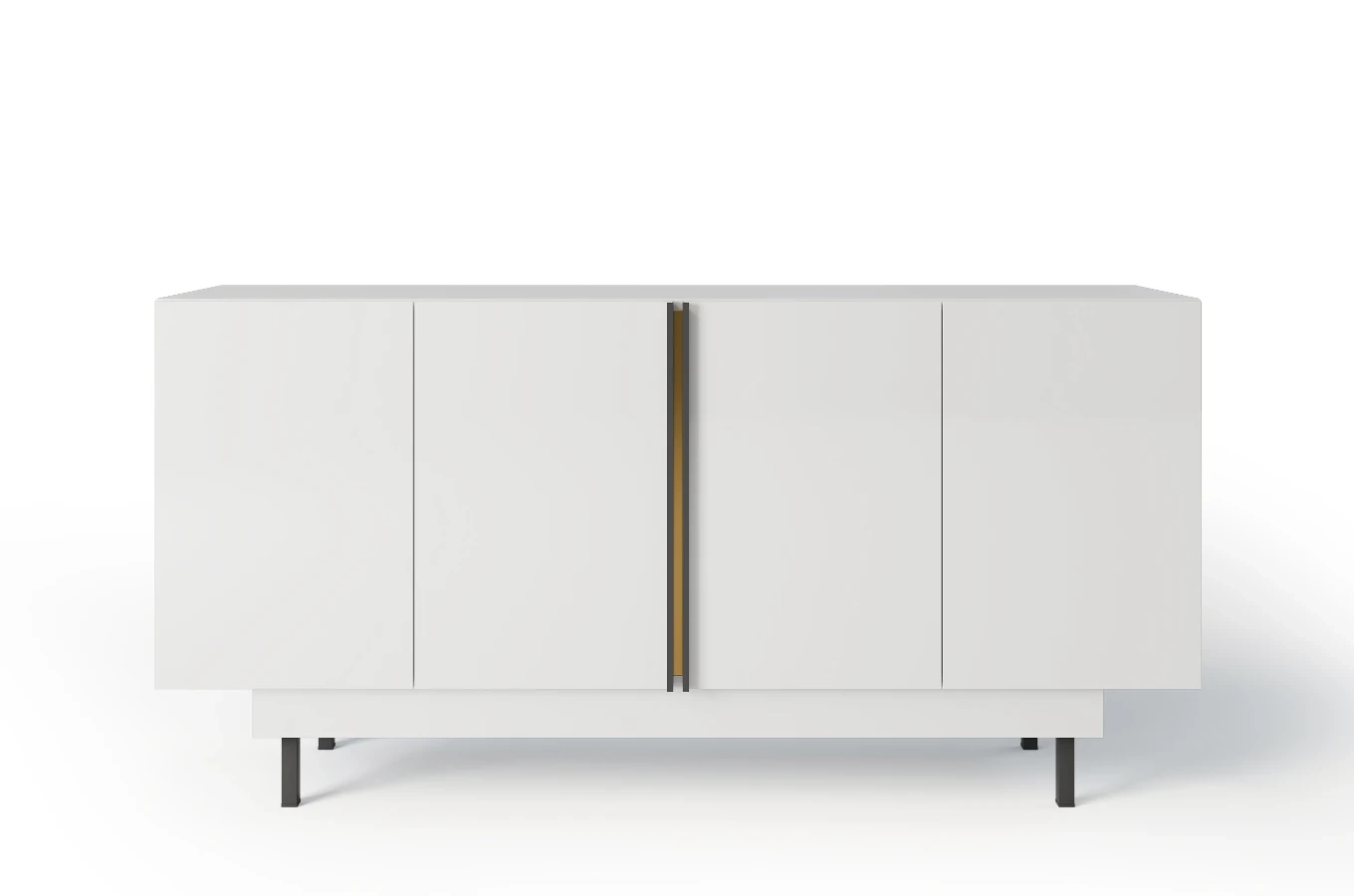Dancan Artemisa Kommode Mit Goldenem Akzent / Hochglanz / 4 Türen / 163 Cm / Weiß