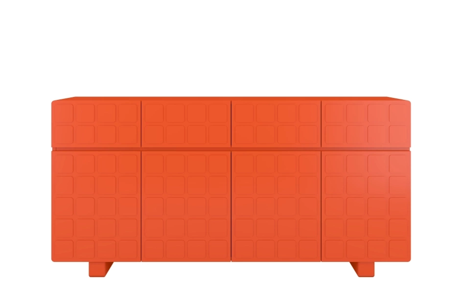 Skandica Cubo Long Kommode 3D mit dekorierter Front / 4 Schubladen / 4 Türen / 169 Cm / Orange
