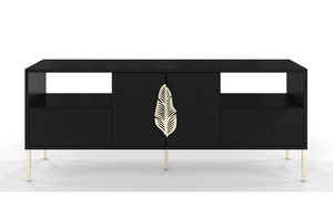 Skandica Merlin Tv-Schrank Mit Goldenen Details / 138 Cm / Schwarz