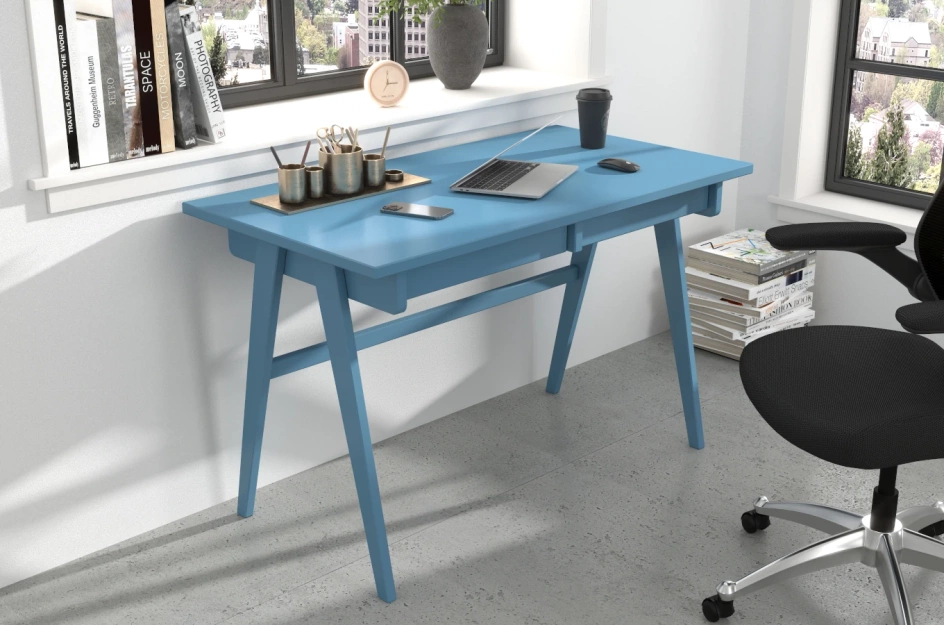 Schreibtisch / Schminktisch mit Schubladen aus Holz Visby Edda / Pastellblau