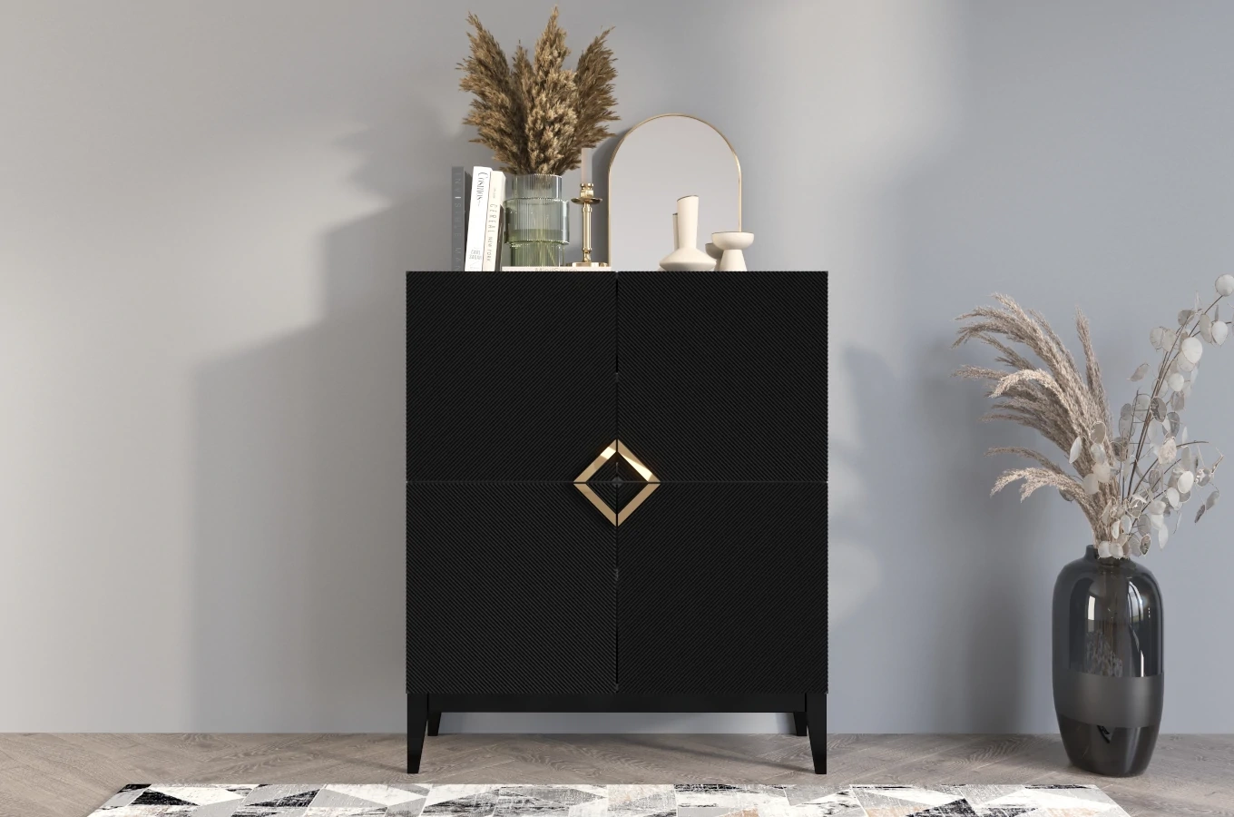 Holzkommode Visby Demi High / 100 Cm / Schwarz