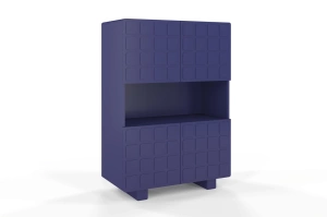 Skandica Cubo High Kommode 3D mit dekoriert Front / 4 Türen / 85 x 120 Cm / Marineblau