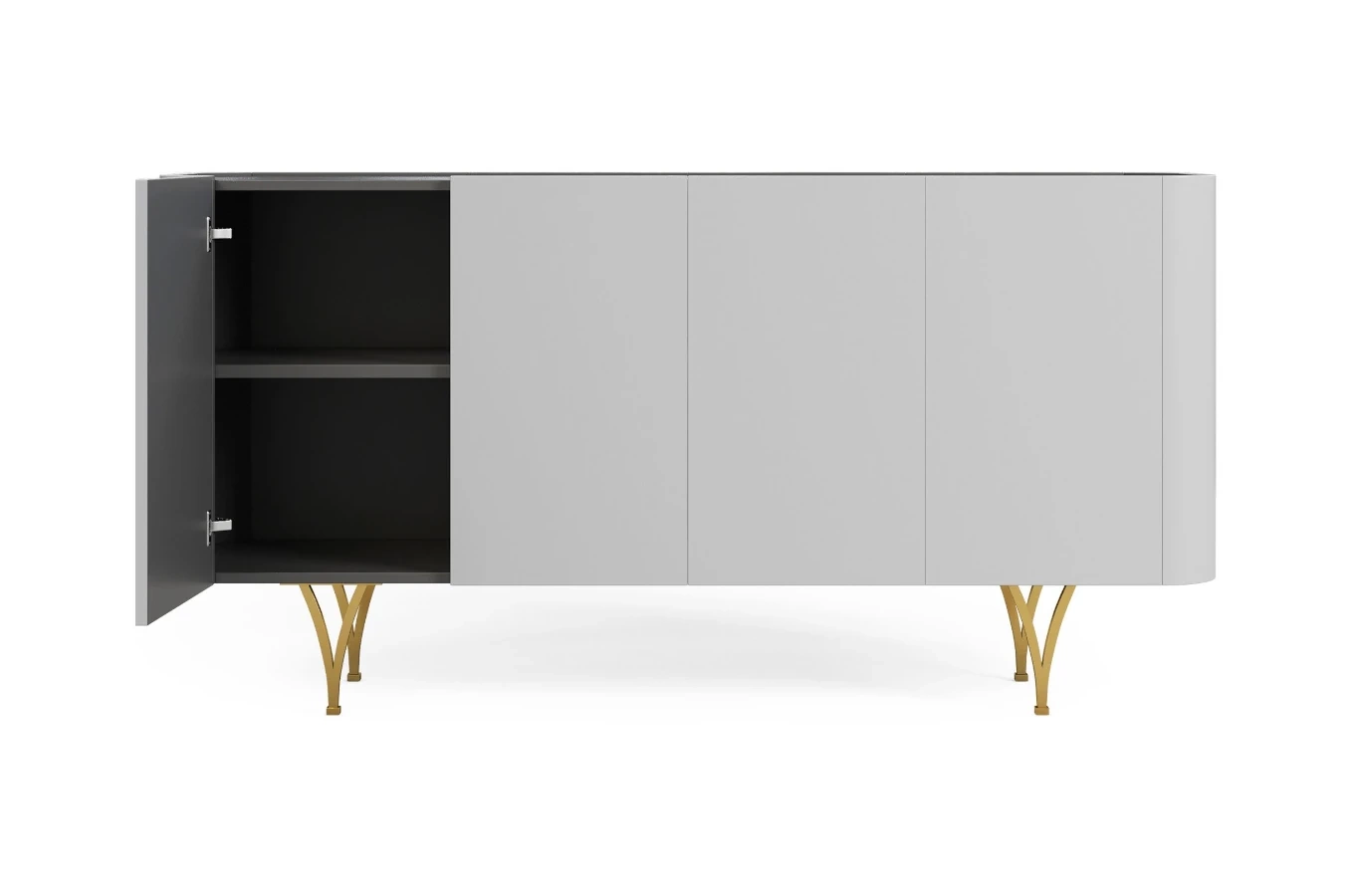 Moderne Kommode Dancan Monza / 160 cm / graue mit goldenen Beinen