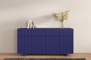 Skandica Cubo Long Kommode 3D mit dekorierter Front / 4 Schubladen / 4 Türen / 169 Cm / Marineblau
