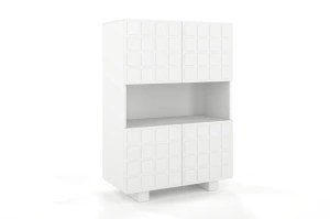 Skandica Cubo High Kommode 3D mit dekoriert Front / 4 Türen / 85 x 120 Cm / Weiß