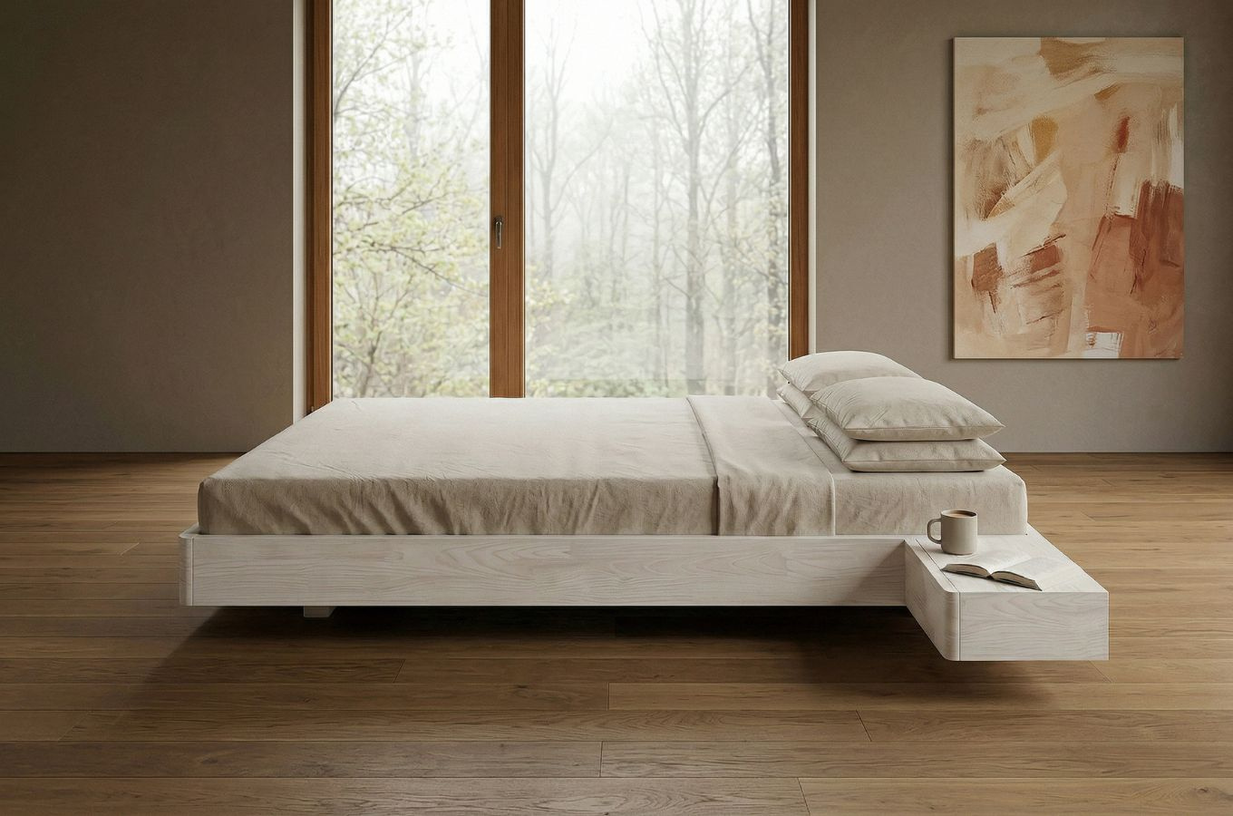 Schwebebett aus Buchenholz Visby LENA FLAT – mit oder ohne Nachttische