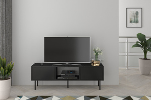Dancan Mirka Minimalistische Tv-Schrank Auf Metallbeinen / 130 Cm / Schwarz
