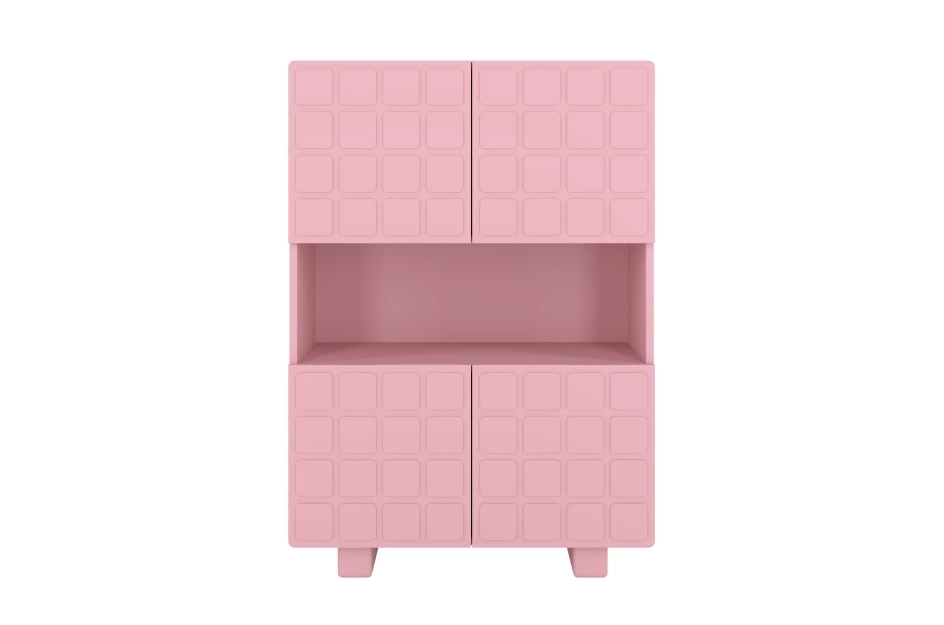 Skandica Cubo High Kommode 3D mit dekoriert Front / 4 Türen / 85 x 120 Cm / Puderrosa