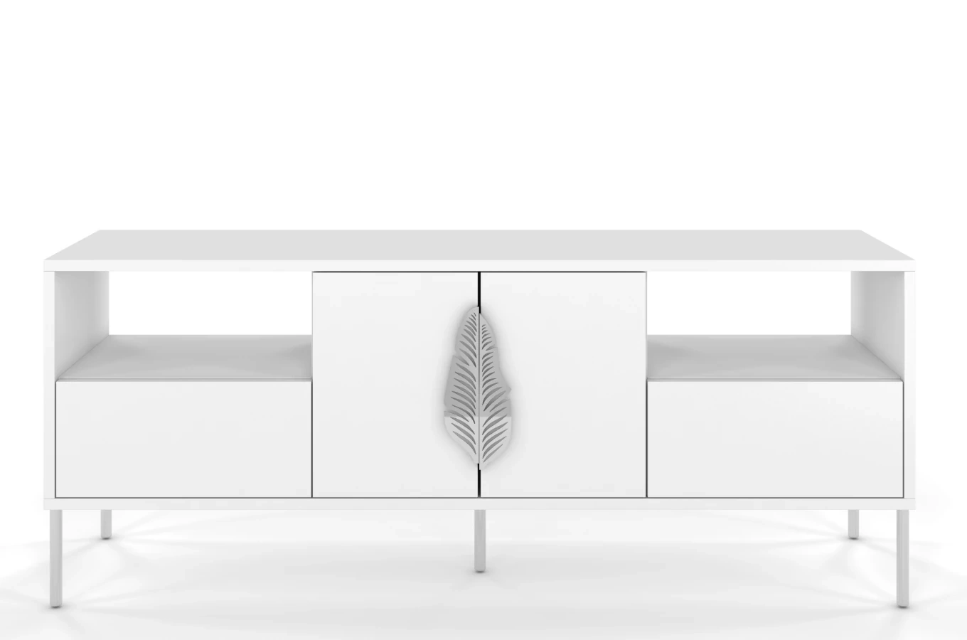 Skandica Merlin Tv-Schrank Mit Silbernen Details / 138 Cm / Weiß