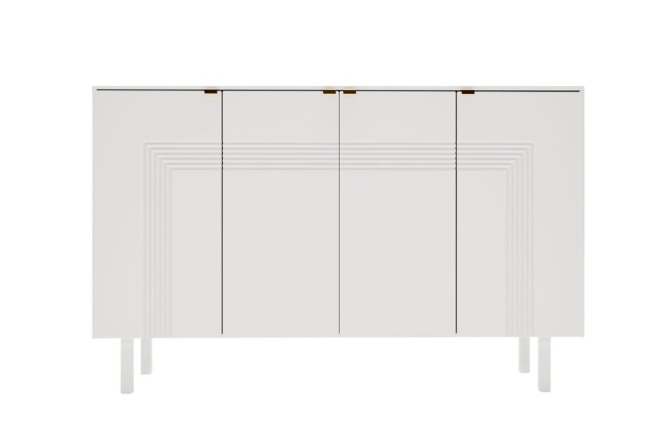 Dancan Yoko Kommode / Tv Schrank / Mit Dekorativen Fronten Und Goldgriffen / 4 Türen / 156 Cm / Weiß