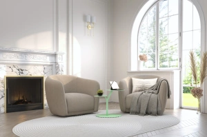 Eleganter Metall-Beistelltisch Kayani Iroko / Pastellgrün