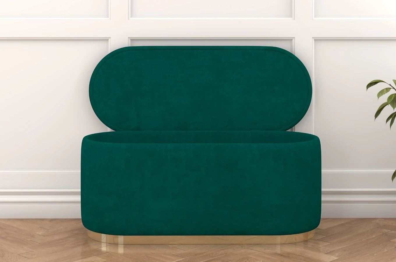 Dancan Scarlett ovaler pouf mit Stauraum / Sitzpuff mit Samtstoff bezogen / 110 Cm / Grün