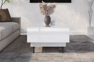 Dancan Artemisa Couchtisch Mit Goldenem Akzent / Hochglanz / 3 Fächern / 115 Cm / Weiß