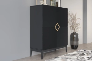 Holzkommode Visby Demi High / 100 Cm / Schwarz