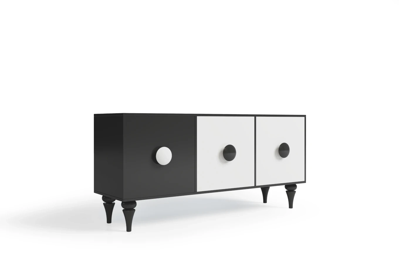Moderne Kommode Dancan Paradis / 3 Fächer / 158 cm / Schwarz-Weiß