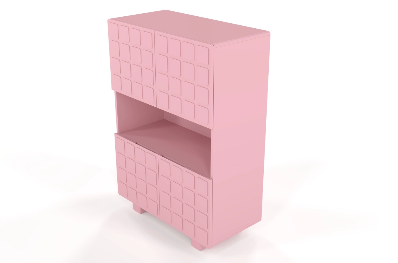 Skandica Cubo High Kommode 3D mit dekoriert Front / 4 Türen / 85 x 120 Cm / Puderrosa