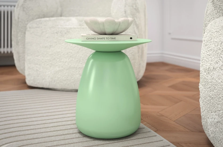 Holztisch Kayani Baobab 34 in verschiedene Farben / Höhe 34 cm / Farbe Pastellgrün
