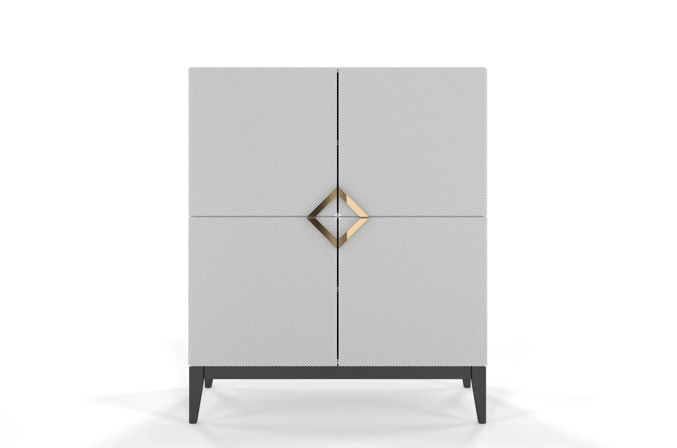 Holzkommode Visby Demi High / 100 Cm / Weiß + schwarze Beine