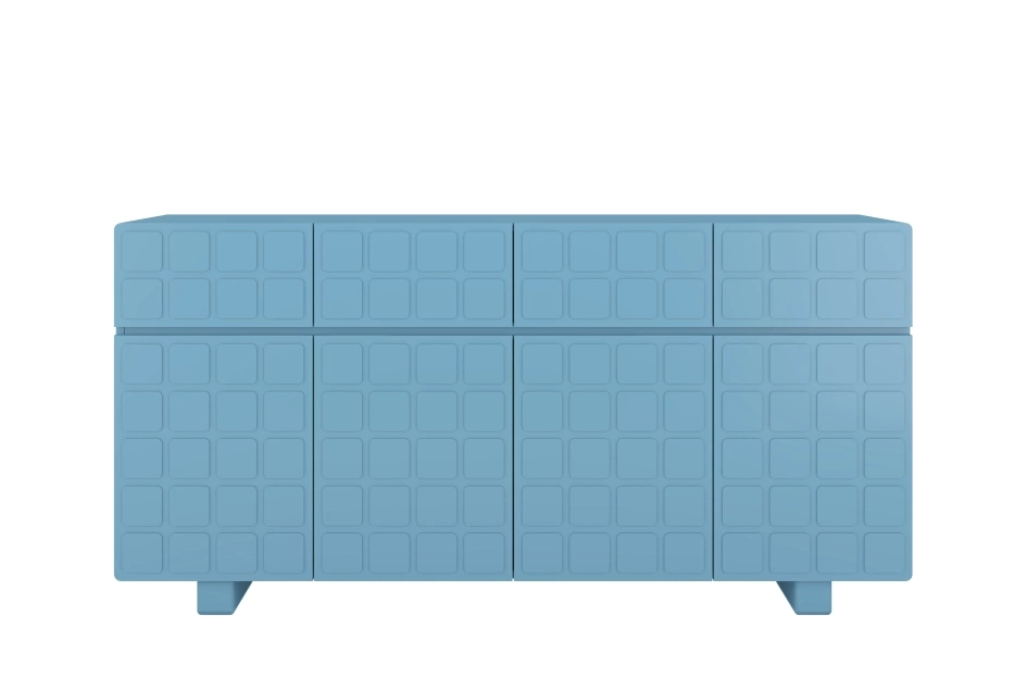 Skandica Cubo Long Kommode 3D mit dekorierter Front / 4 Schubladen / 4 Türen / 169 Cm / Pastellblau