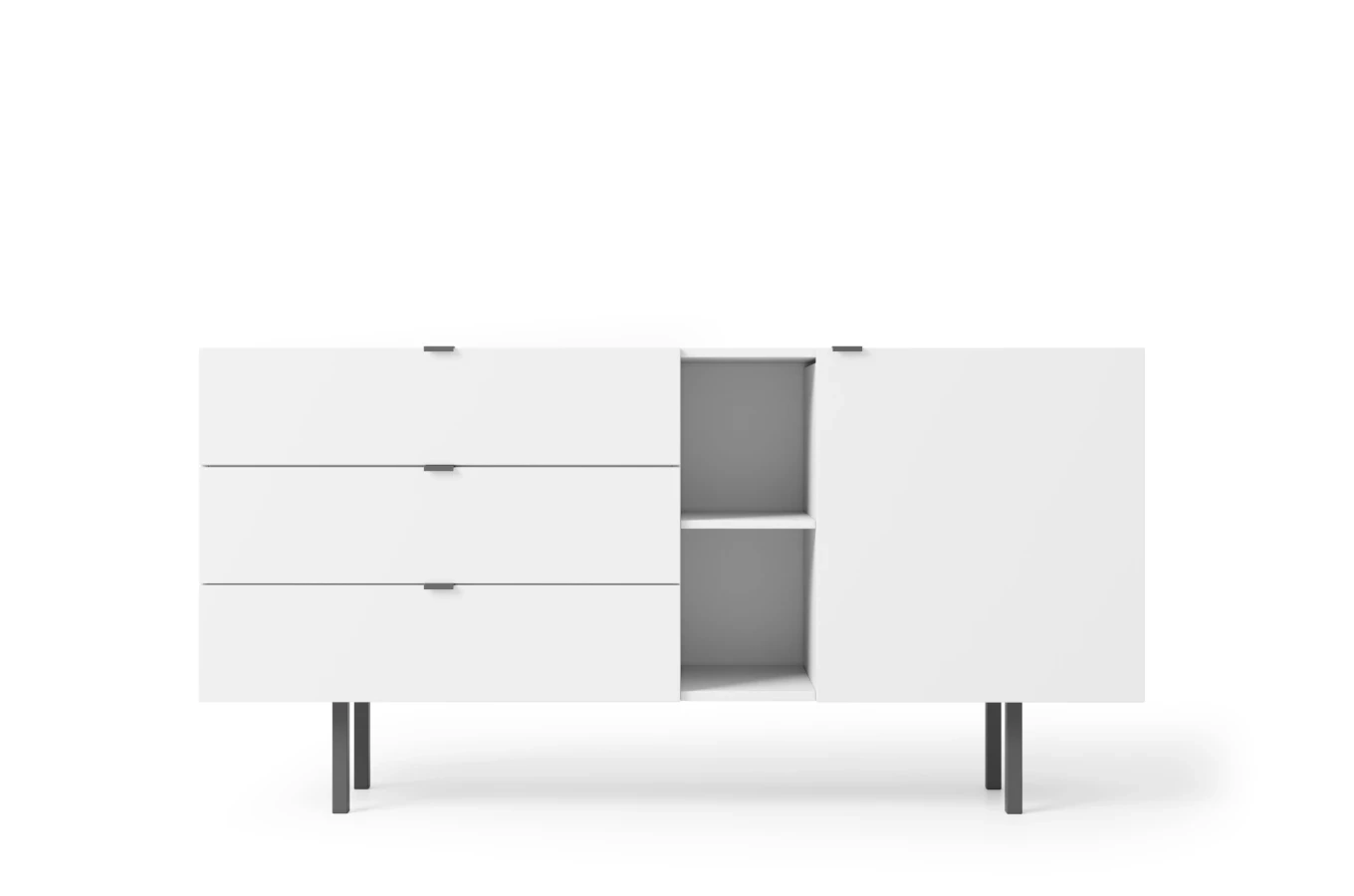 Skandica Myway Moderne Kommode mit Schubladen / Minimalistische Kommode auf Metallbeinen / 160 Cm / Weiß