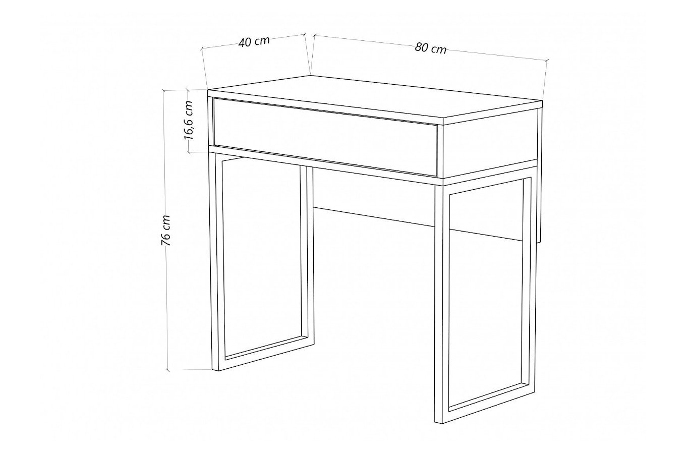 Dancan Eva Moderne Schminktisch / Kosmetiktisch / Schreibtisch Auf Silbernen Beinen / Hochglanz / 1 Schublade / 80 Cm / Weiß