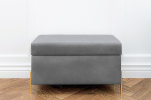 Dancan Borgo Polsterbank Mit Stauraum / Sitztruhe Mit Goldenen Beinen / Fussbank / 80 Cm / Hellgrau