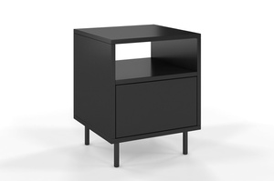 Dancan Mirka Minimalistische Nachttisch Mit Schublade Auf Metallbeinen / 40 Cm / Schwarz
