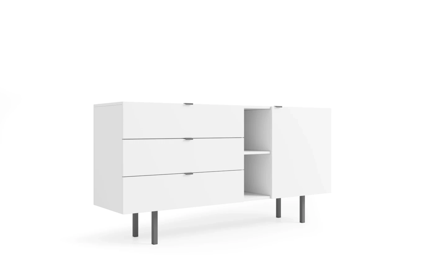 Skandica Myway Moderne Kommode mit Schubladen / Minimalistische Kommode auf Metallbeinen / 160 Cm / Weiß