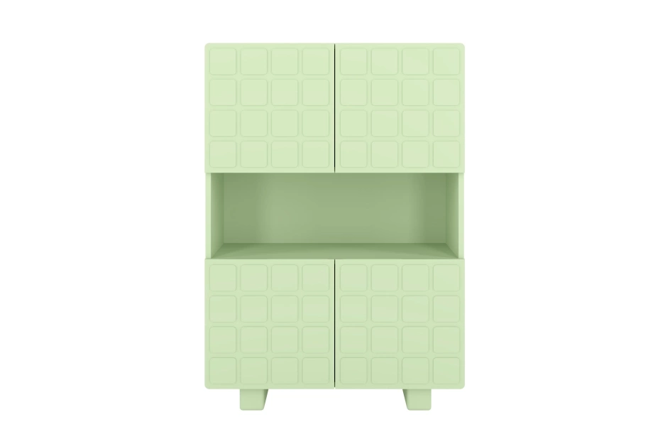Skandica Cubo High Kommode 3D mit dekoriert Front / 4 Türen / 85 x 120 Cm / Pastellgrün