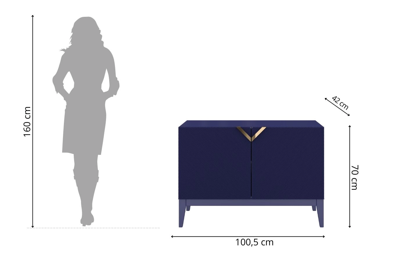 Holzkommode Visby Demi Long 2D / 100,5 Cm / Marineblau