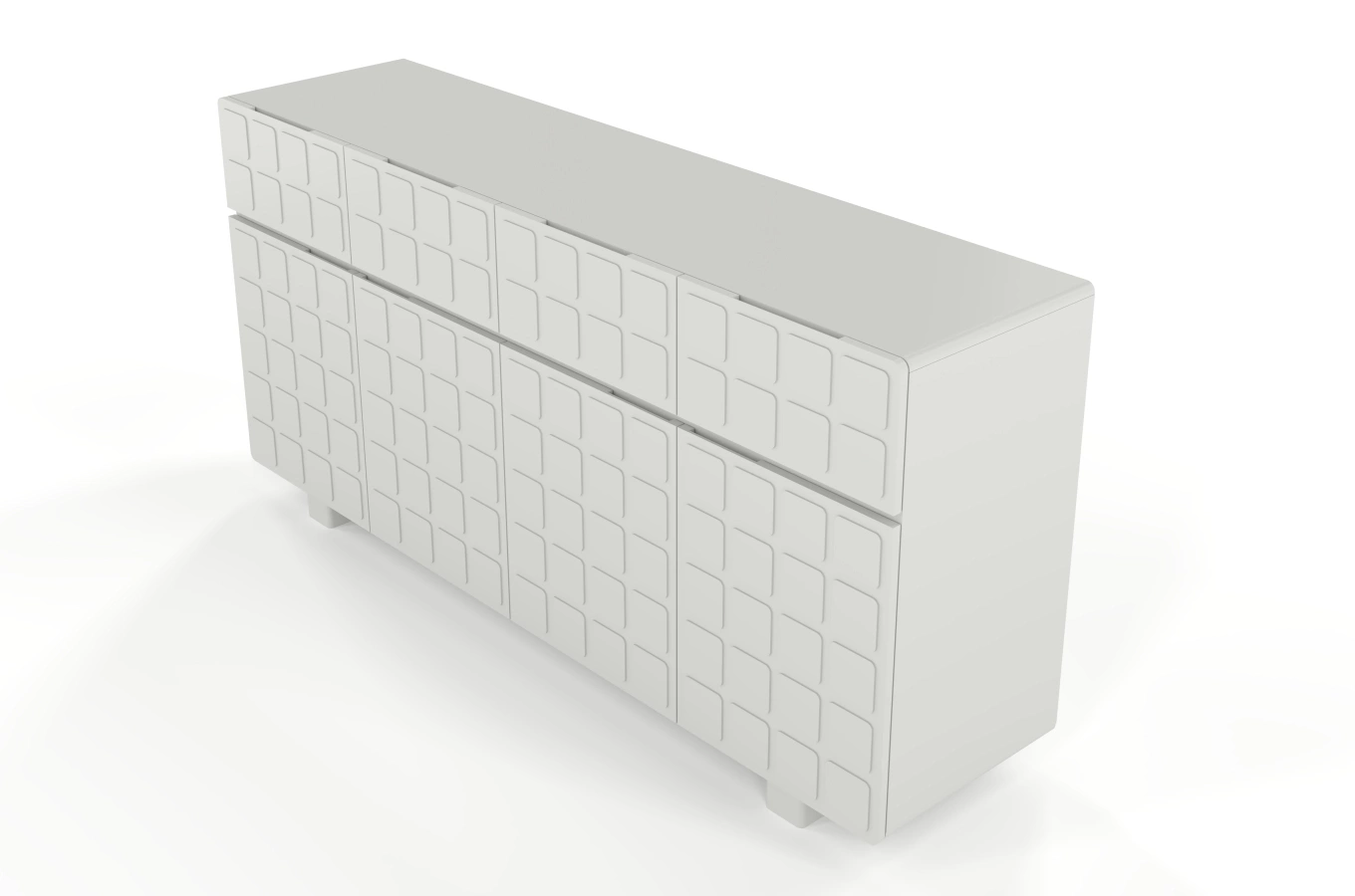 Skandica Cubo Long Kommode 3D mit dekorierter Front / 4 Schubladen / 4 Türen / 169 Cm / Milchgrau