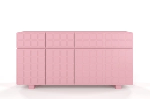 Skandica Cubo Long Kommode 3D mit dekorierter Front / 4 Schubladen / 4 Türen / 169 Cm / Puderrosa