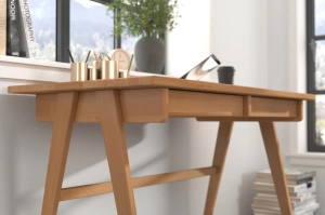 Schreibtisch / Schminktisch mit Schubladen aus Buchenholz Visby Edda / 120 x 65 cm