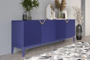 Holzkommode Visby Demi Long / 201,5 Cm / Marineblau