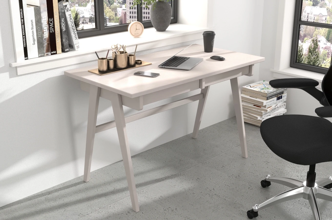 Schreibtisch / Schminktisch mit Schubladen aus Buchenholz Visby Edda / 120 x 65 cm