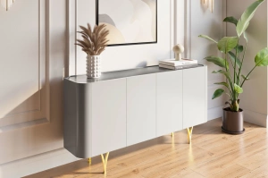 Moderne Kommode Dancan Monza / 160 cm / graue mit goldenen Beinen