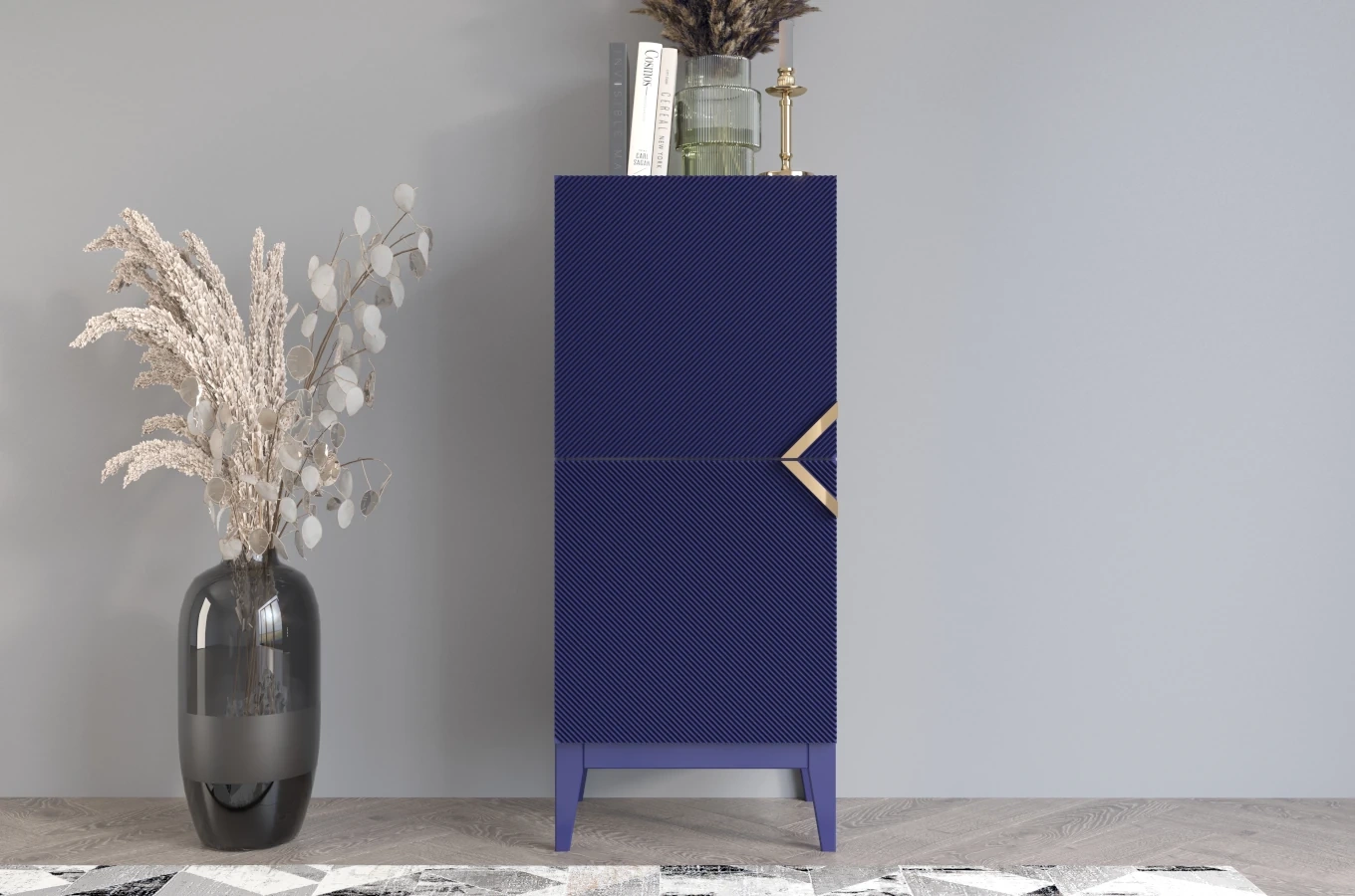Holzkommode Visby Demi High 2D / 50,5 Cm / Marineblau