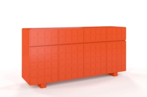 Skandica Cubo Long Kommode 3D mit dekorierter Front / 4 Schubladen / 4 Türen / 169 Cm / Orange