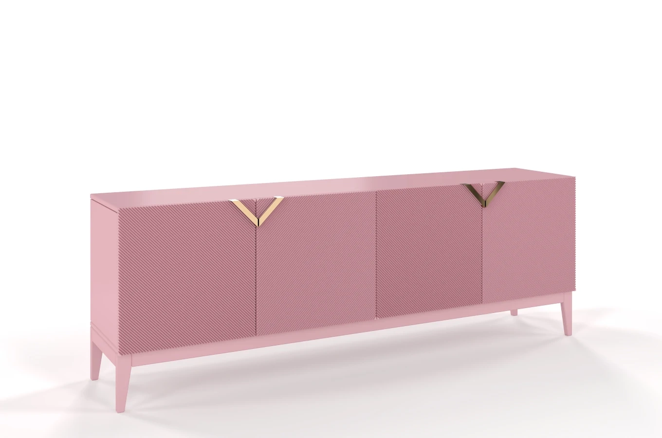 Holzkommode Visby Demi Long / 201,5 Cm / Puderrosa