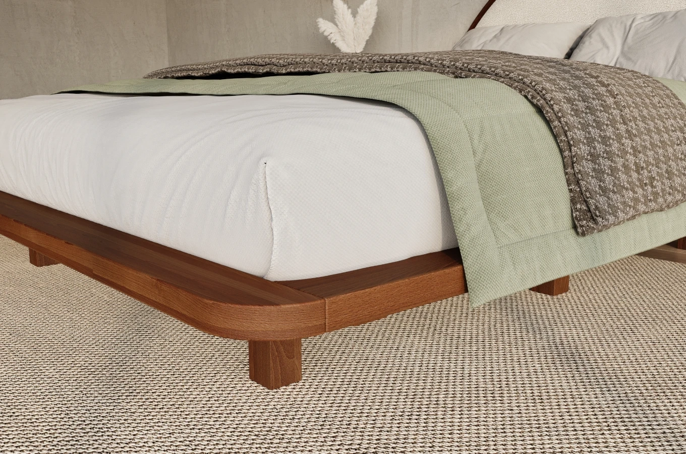 Schwebebett aus Buchenholz im Japandi-Stil Visby MOMOKO