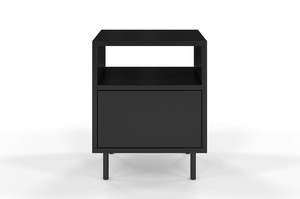 Dancan Mirka Minimalistische Nachttisch Mit Schublade Auf Metallbeinen / 40 Cm / Schwarz